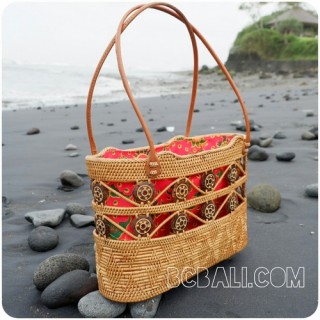 ethnic homemade shopping handbags straw ata rattan bali